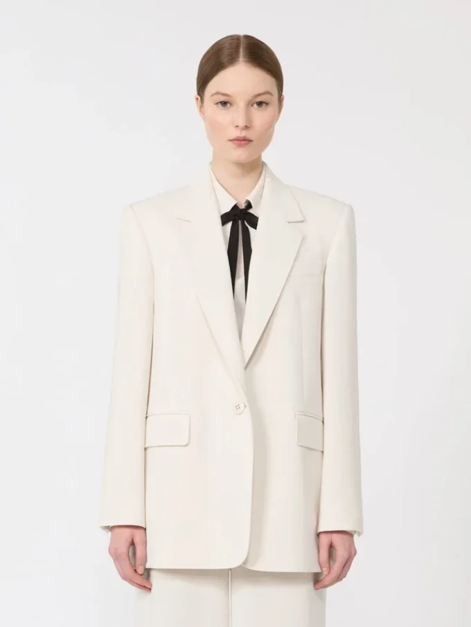 Single-breasted cady blazer, beige