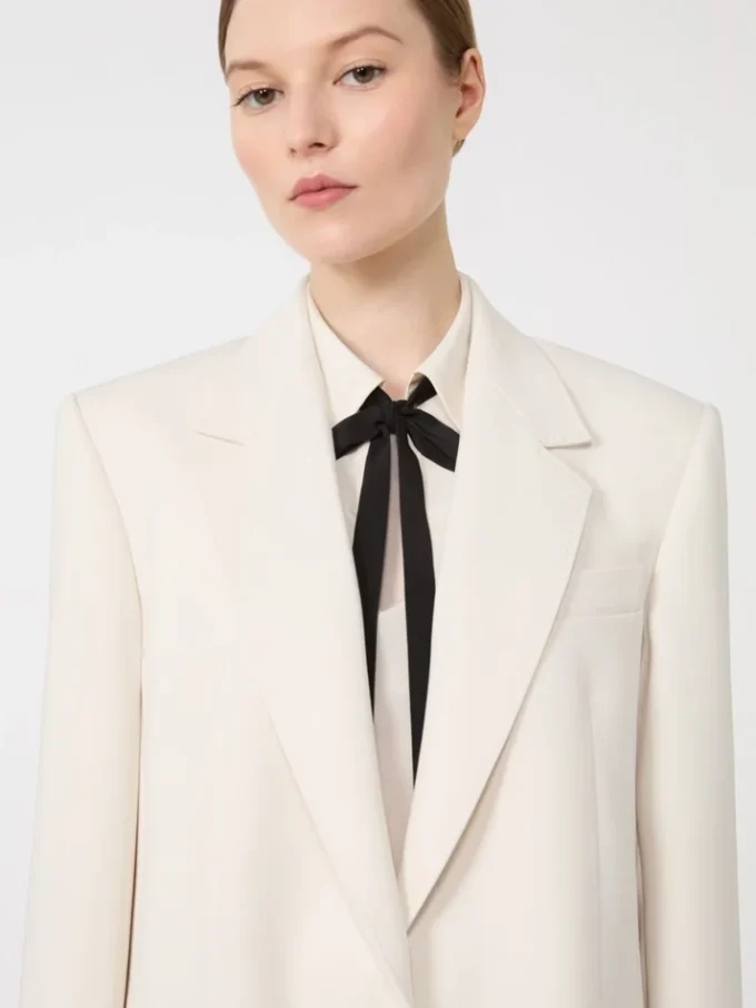 Single-breasted cady blazer, beige
