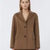 Single-breasted double-faced wool jacket, camel