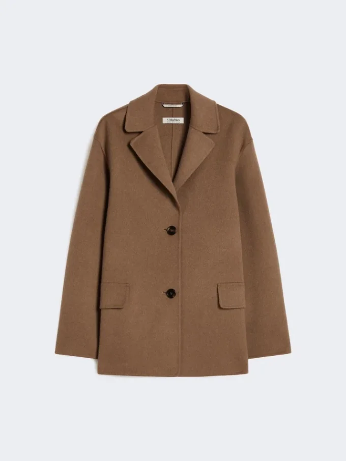 Single-breasted double-faced wool jacket, camel
