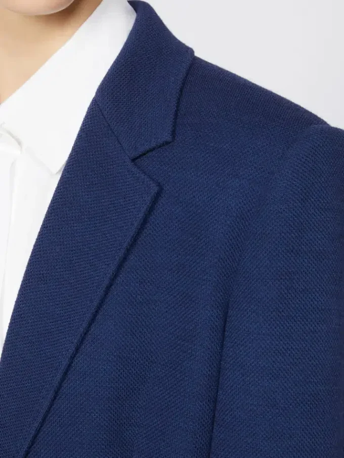 Single-breasted piqua jersey blazer, china blue