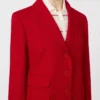 Single-breasted piqua jersey jacket, red