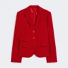 Single-breasted piqua jersey jacket, red