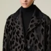Single-breasted spotted velvet coat, black