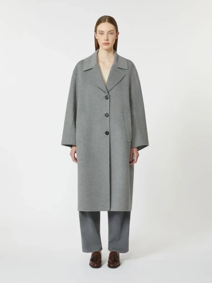 Single-breasted wool coat, medium grey