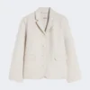 Single-breasted wool jacket, ivory