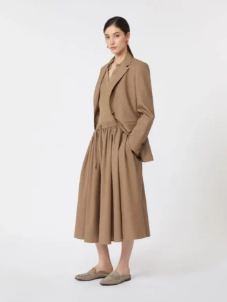Woollen cloth midi skirt, hazelnut brown