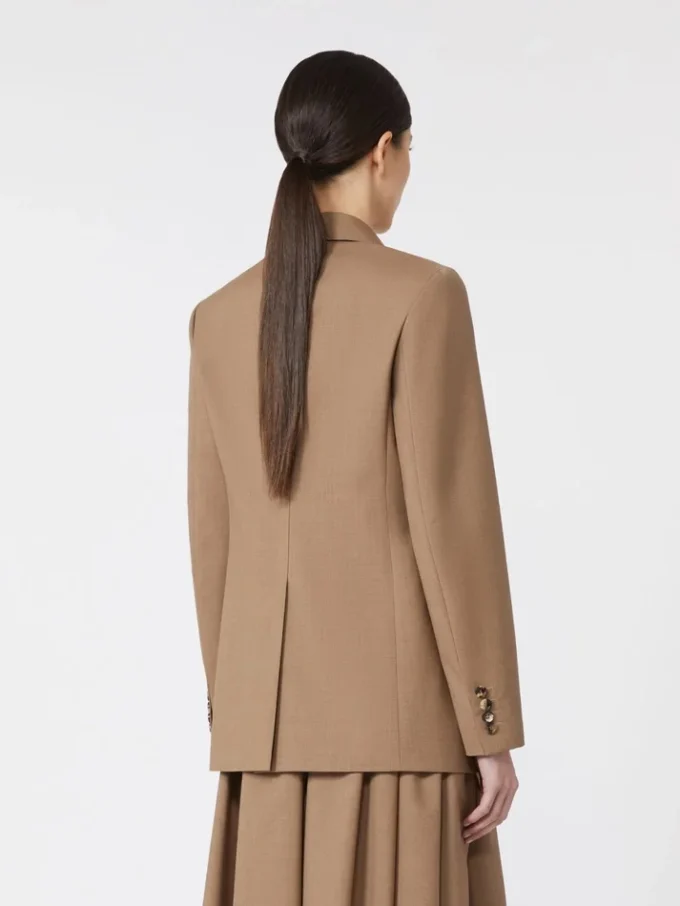 Single-breasted woollen cloth blazer, hazelnut brown