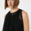 Sleeveless jersey dress with crystals, black