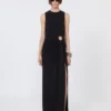 Sleeveless stretch jersey dress, black