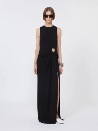 Sleeveless stretch jersey dress, black