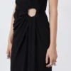 Sleeveless stretch jersey dress, black