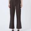 Slim-fit coated fabric trousers, chocolate