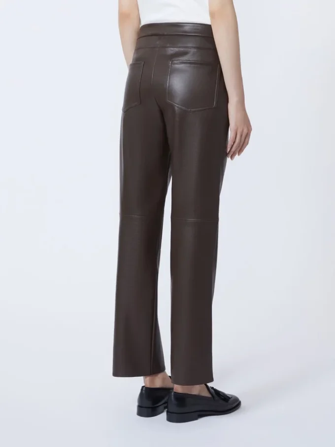 Slim-fit coated fabric trousers, chocolate
