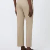 Slim-fit cotton satin trousers, kaki