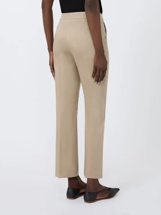Slim-fit cotton satin trousers, kaki