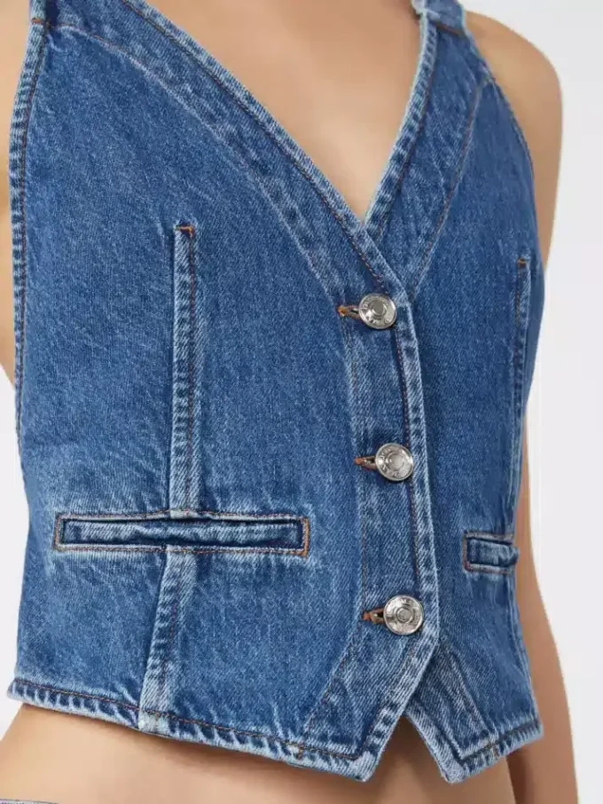 Slim-fit denim gilet, midnightblue