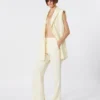 Slim-fit flared trousers in viscose, ivory