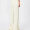 Slim-fit flared trousers in viscose, ivory