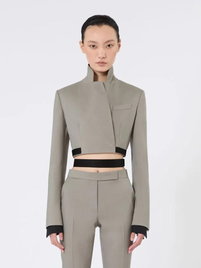 Slim-fit jacket in wool, mohair and silk, medium grey