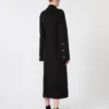 Slim-fit long wool coat, black