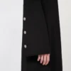 Slim-fit long wool coat, black