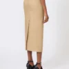 Slim-fit skirt in linen twill, camel