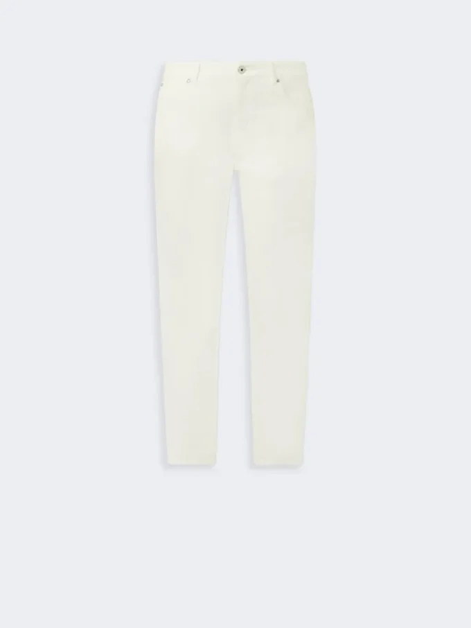 Slim-fit stretch cotton trousers, white