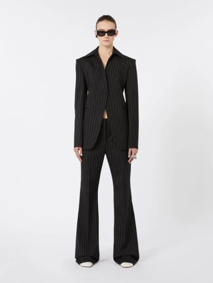 Slim-fit stretch gabardine blazer, black