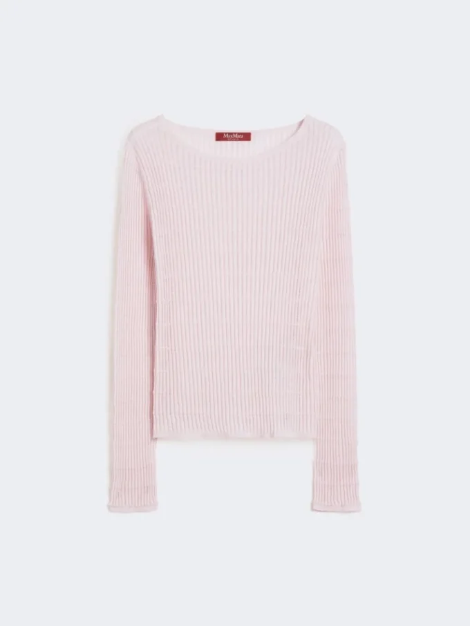 Slim-fit wool and silk sweater, pink