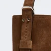 Small archetipo bag in split leather, dark brown