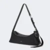 Small leather shoulder bag, black
