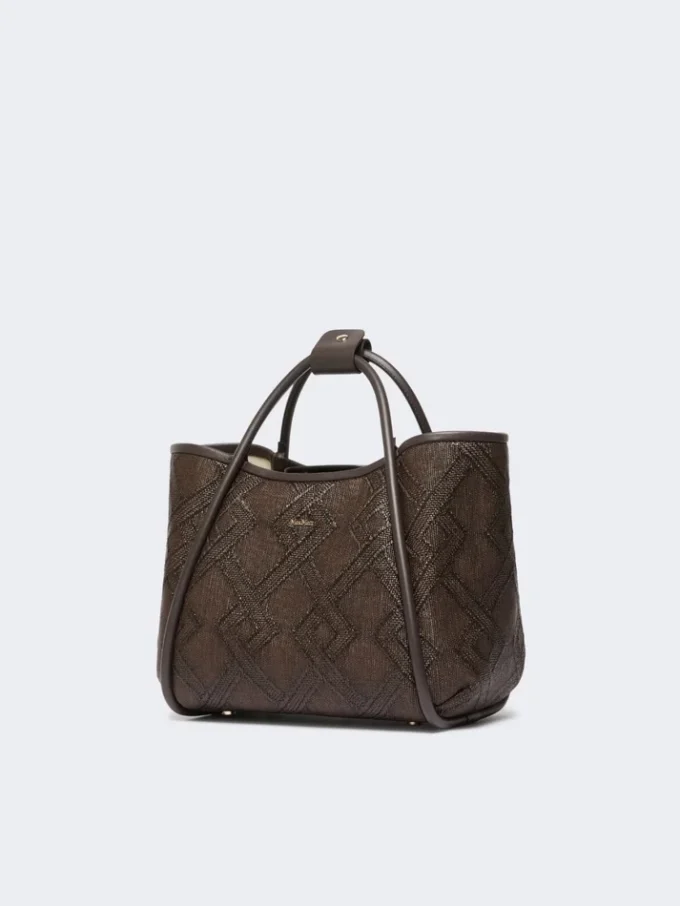 Small marine bag in diamond-patterned basketweave, dark brown