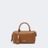 Small natural leather bowler bag, amber brown