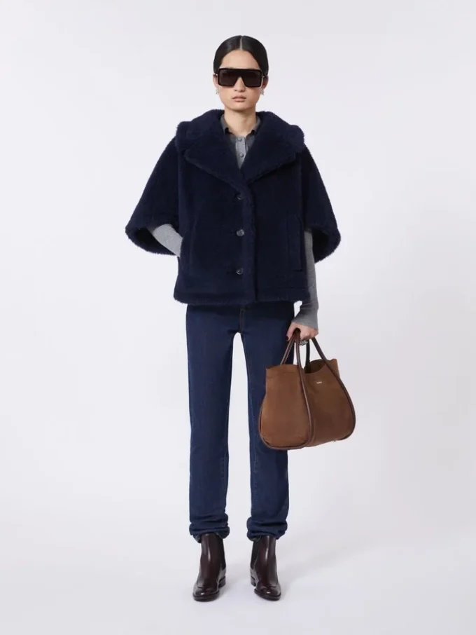 Small nubuck leather marine bag, dark brown