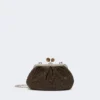 Small raffia-effect pasticcino bag, dark brown