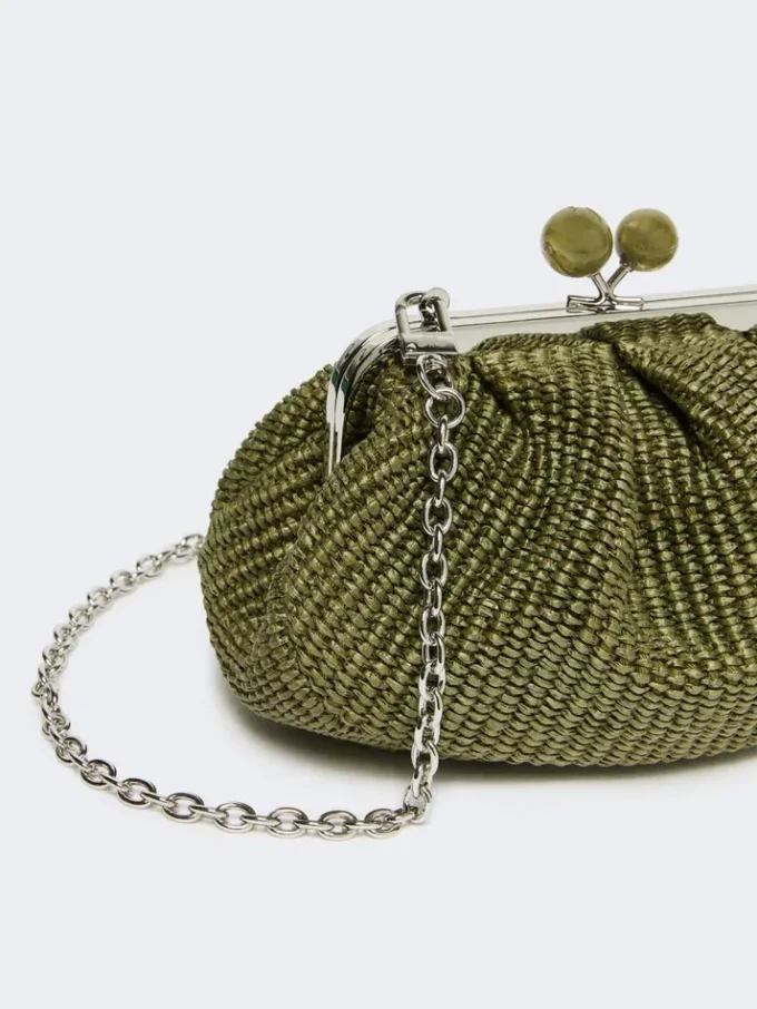 Small raffia-effect pasticcino bag, sage green Small raffia-effect pasticcino bag, sage green