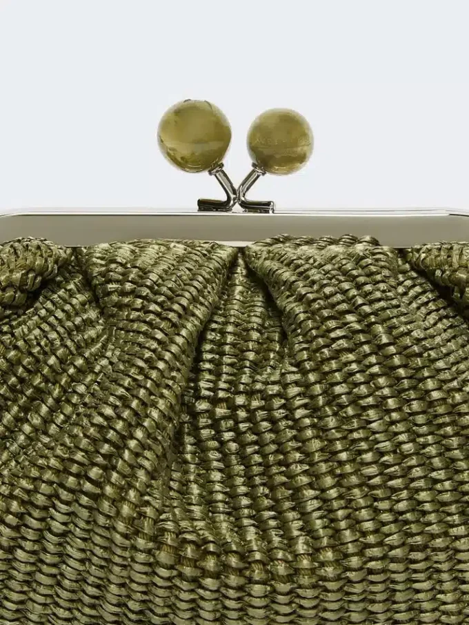 Small raffia-effect pasticcino bag, sage green Small raffia-effect pasticcino bag, sage green