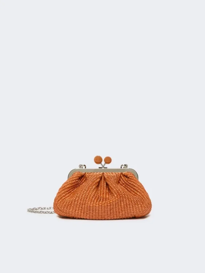 Small raffia-effect pasticcino bag, salmon