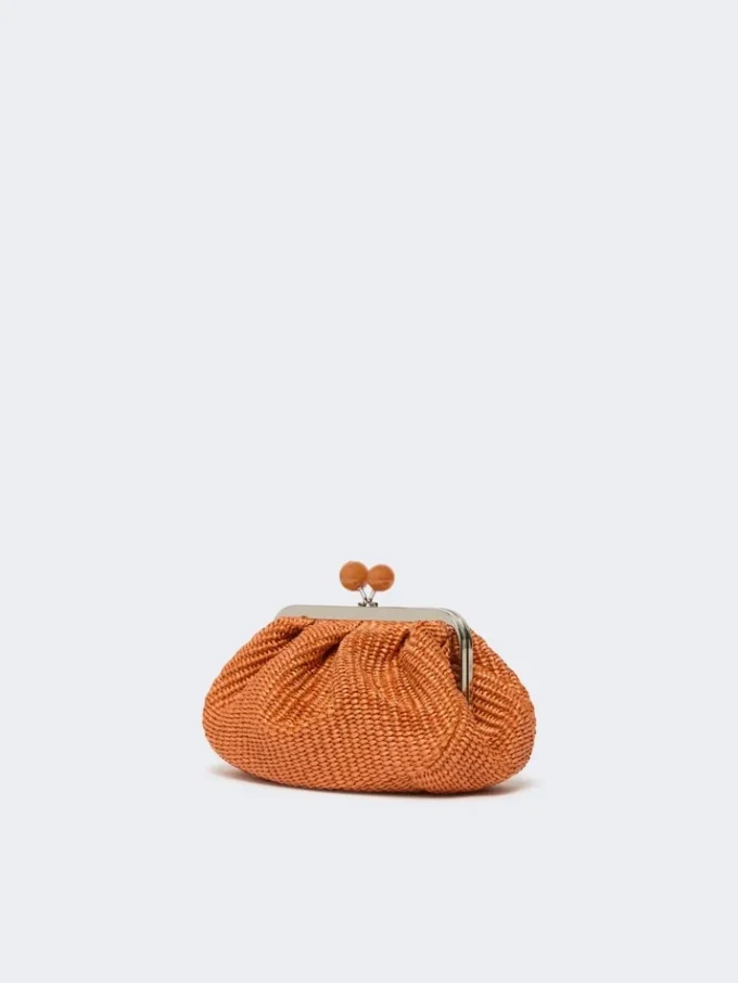 Small raffia-effect pasticcino bag, salmon