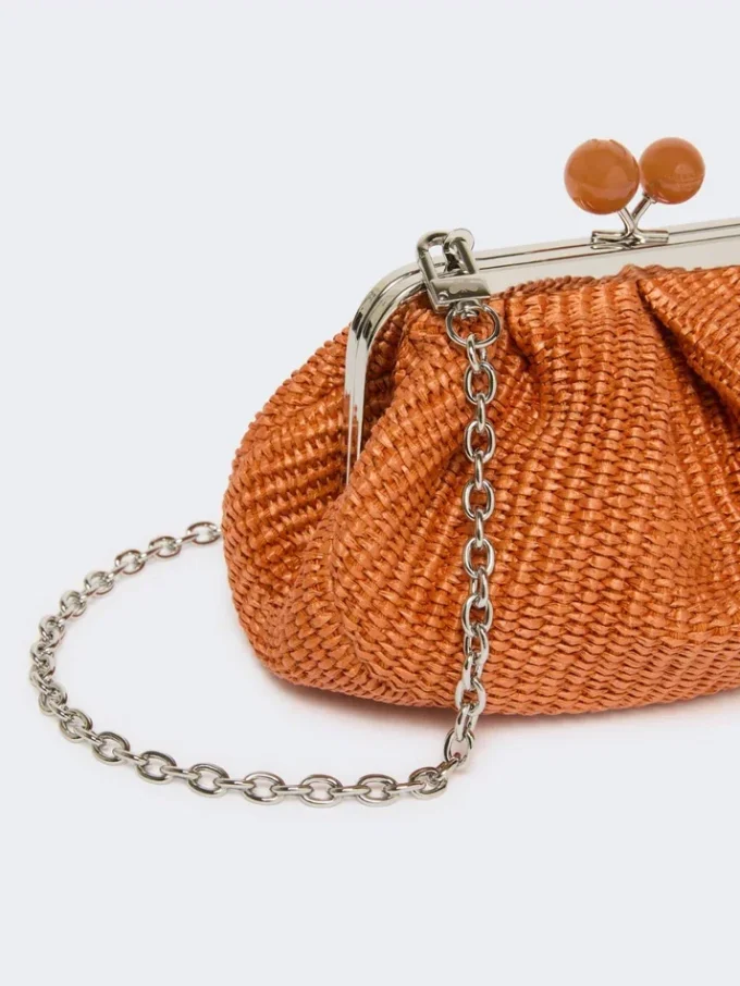 Small raffia-effect pasticcino bag, salmon