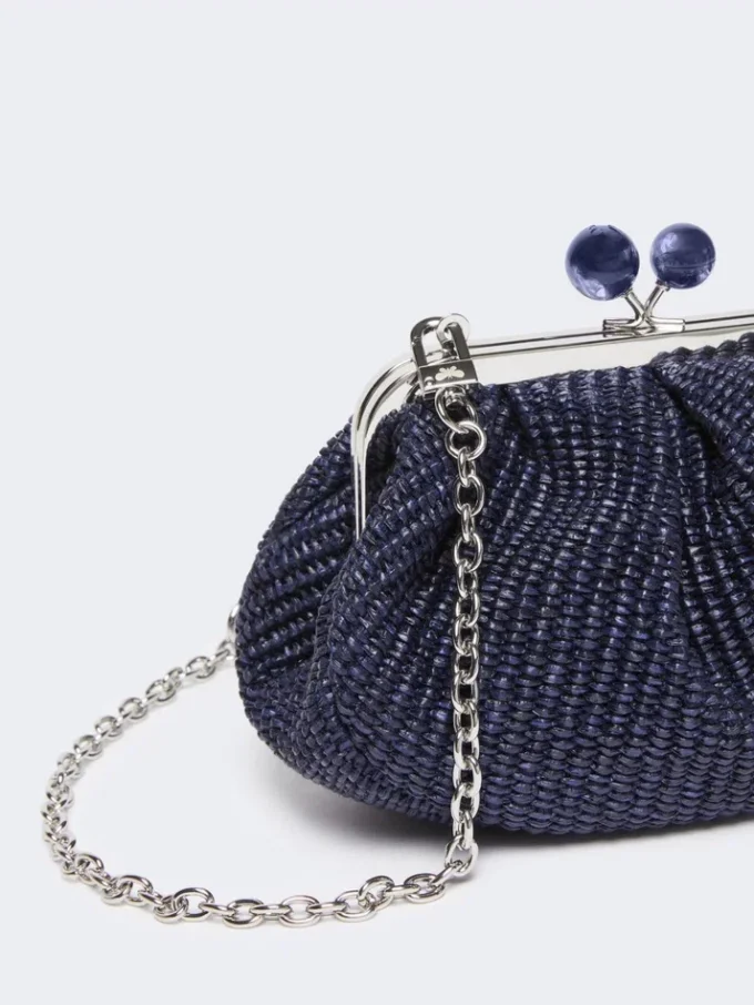 Small raffia-effect pasticcino bag, ultramarine