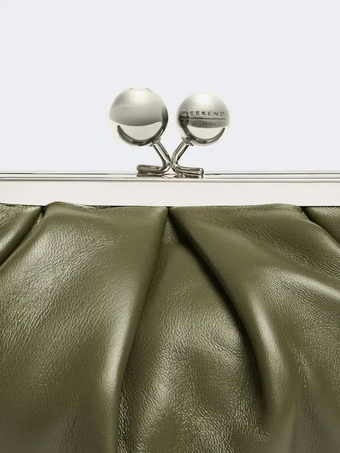 Small sheepskin pasticcino bag, dark green