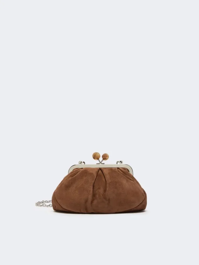 Small suede pasticcino bag, dark brown