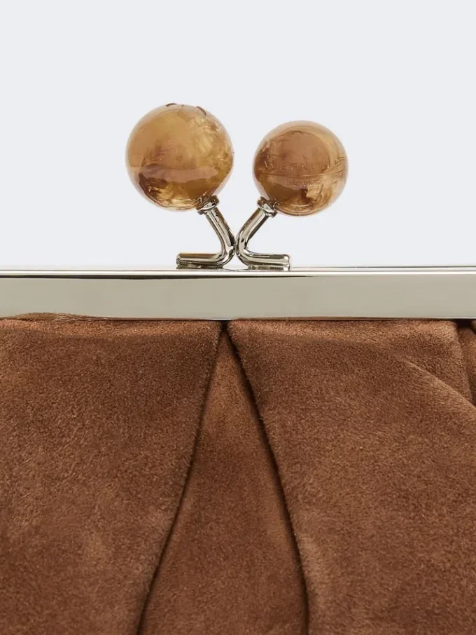 Small suede pasticcino bag, dark brown