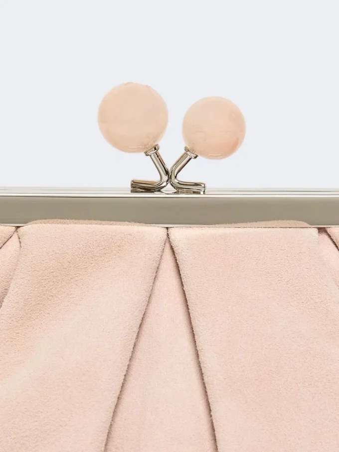 Small suede pasticcino bag, powder