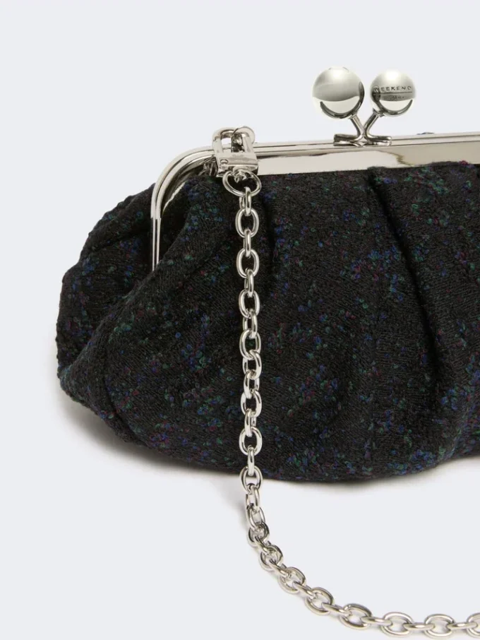 Small wool boucla pasticcino bag, black Small wool boucla pasticcino bag, black