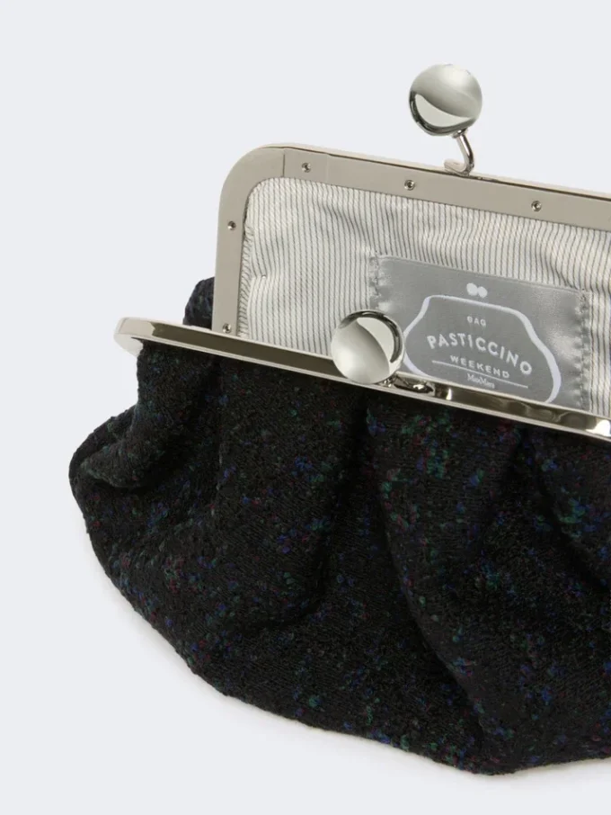 Small wool boucla pasticcino bag, black Small wool boucla pasticcino bag, black