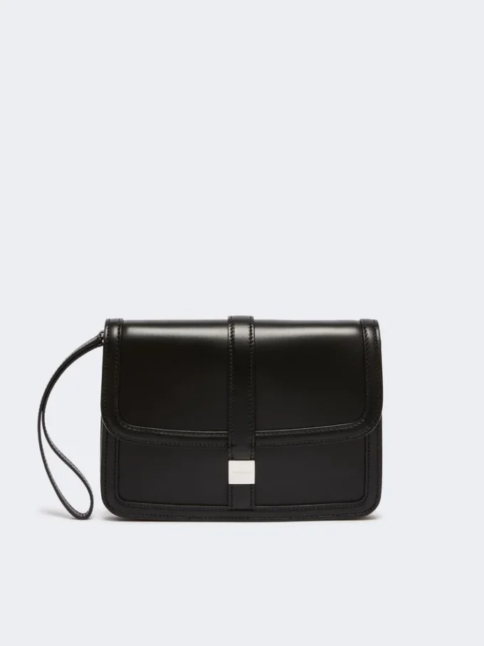 Smooth leather clutch, black Smooth leather clutch, black