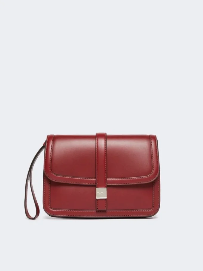 Smooth leather clutch, bordeaux